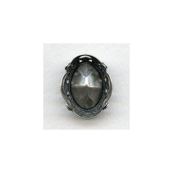 Filigree Edge 18x13mm Oval Setting Oxidized Silver (1) - Image 3