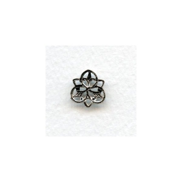 Small Three Petal Connector Filigree Oxidized Silver 11mm (12) - Image 2