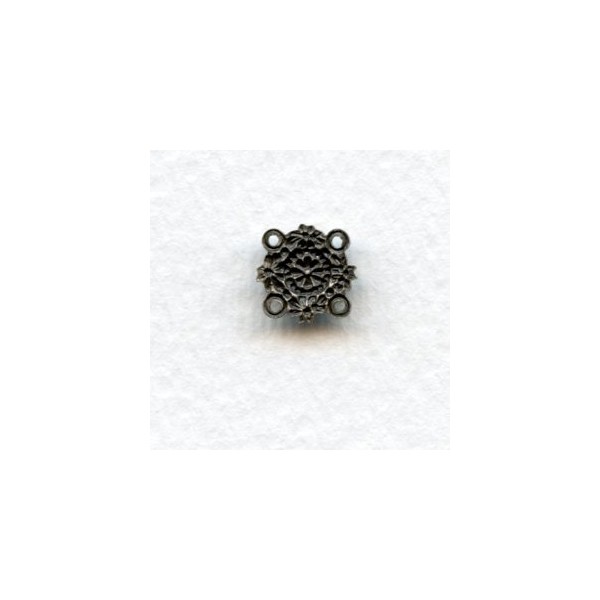 Tiny Floral Four Loop Connectors Oxidized Silver 9mm (6) - Image 2