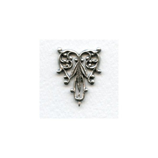 Foliate Detail Filigree Triangle Oxidized Silver 29mm (2)