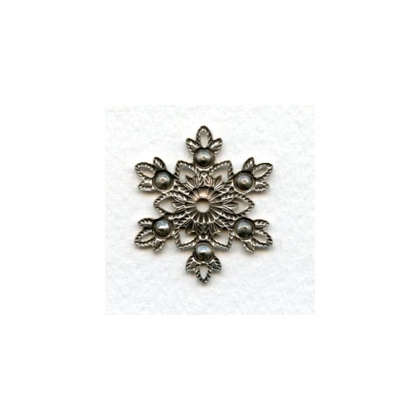 Snowflake Center Piece with Rhinestone Settings Silver (6) - Image 2