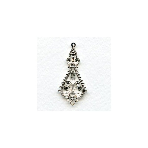Filigree Pendant Drops 43mm Bright Silver Plated (6) - Image 2