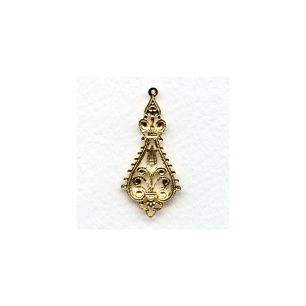 Filigree Pendant Drops 43mm Bright Gold Plated (6) - Image 2
