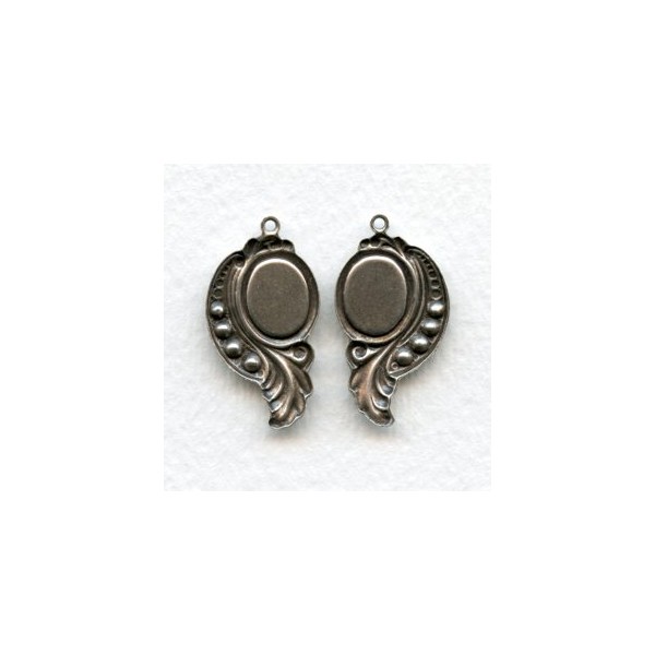 Leaf Settings 10x8mm and Rhinestones Oxidized Silver (6 sets) - Image 2