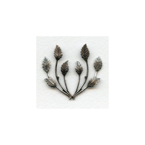 Spray of Leaves Oxidized Silver 50mm (1)