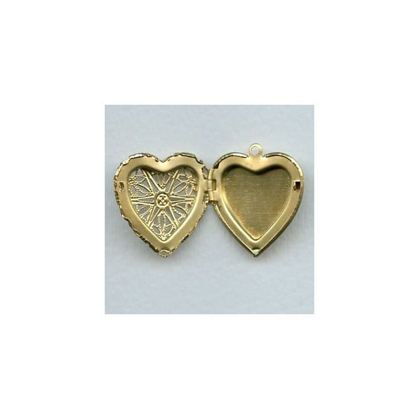 Filigree Heart Locket Raw Brass 28mm Made in the USA - Image 3