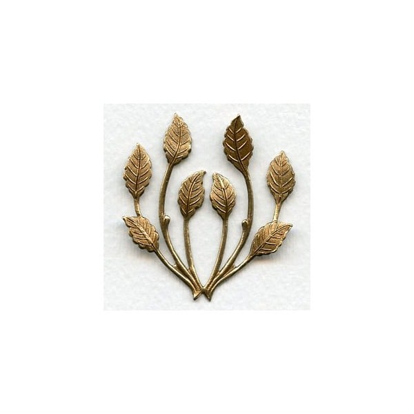 Spray of Leaves Oxidized Brass 50mm (1)