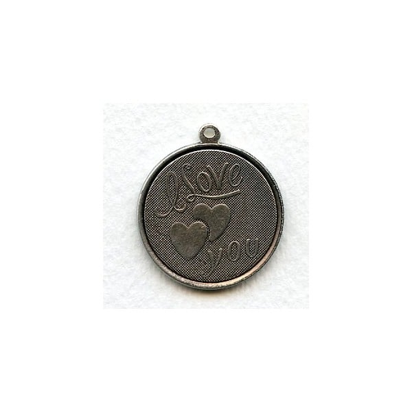 I Love You Charms Oxidized Silver 29mm (3)