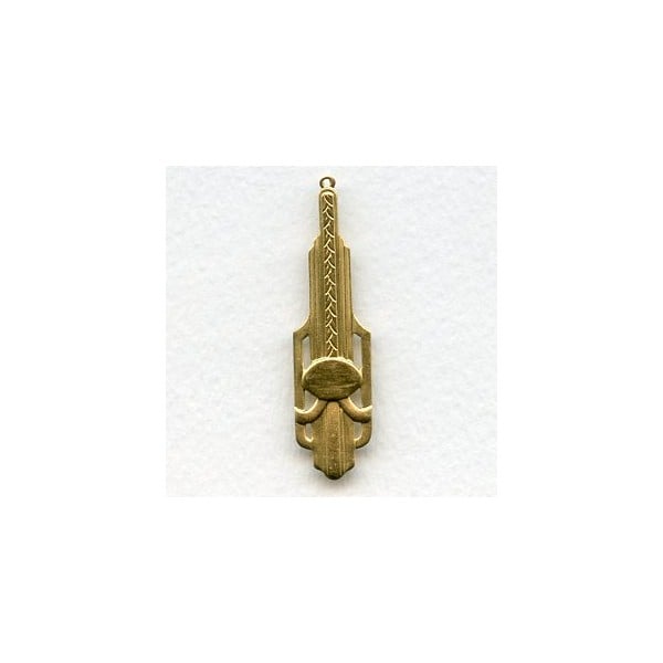 Dramatic Art Deco Raw Brass Pendant Drops (2)
