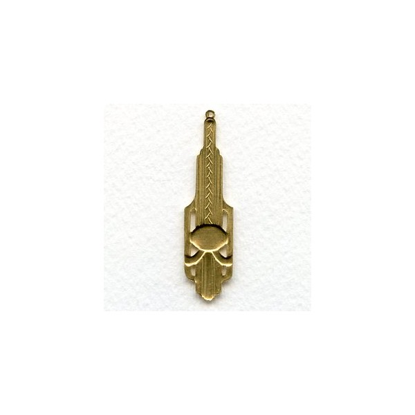 Dramatic Art Deco Raw Brass Pendant Drops (2) - Image 2