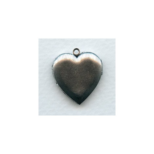 ^Plain Back Heart Shape Filigree Locket Oxidized Silver 28mm (1) - Image 2