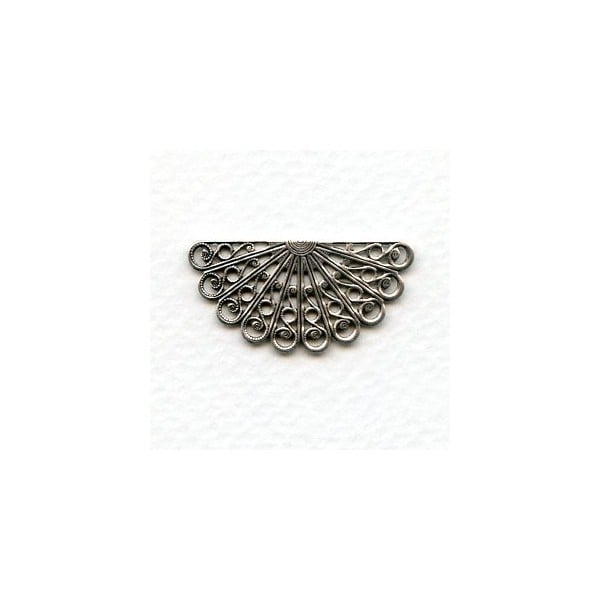 Filigree Fan Shape Oxidized Silver 38mm (6)