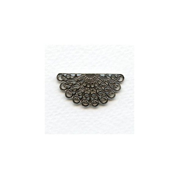 Filigree Fan Shape Oxidized Silver 38mm (6) - Image 2