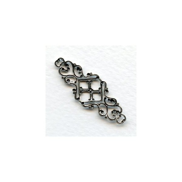 Feminine Filigree Ornate Connector 45mm Oxidized Silver (6) - Image 2