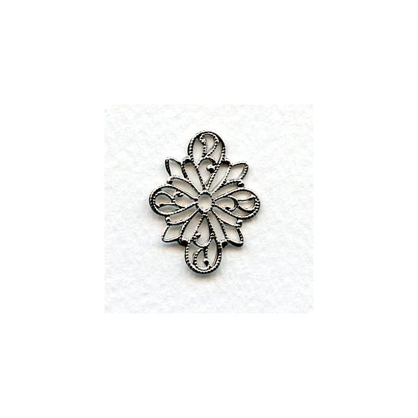 Filigree 4-Way Connectors 26x20mm Bright Silver Plated (6)