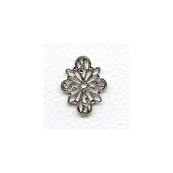 Filigree 4-Way Connectors 26x20mm Bright Silver Plated (6) - Image 2