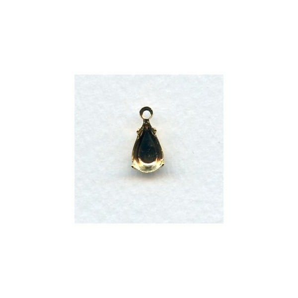 Pear Shape 10x6mm Pendant Settings Bright Gold Plated (12)