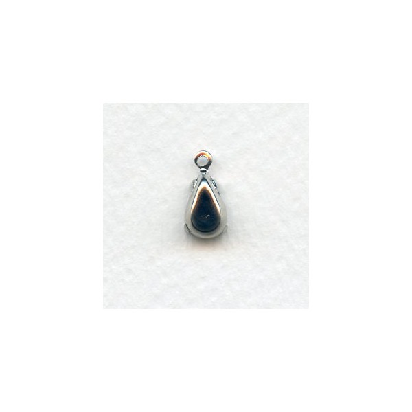 Pear Shape 8x4mm Pendant Settings Bright Silver Plated (12) - Image 2