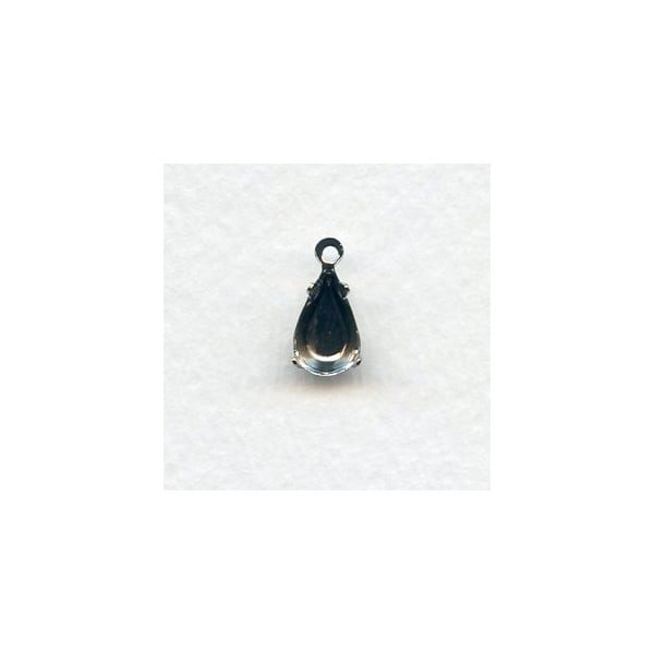Pear Shape 8x4mm Pendant Settings Bright Silver Plated (12)