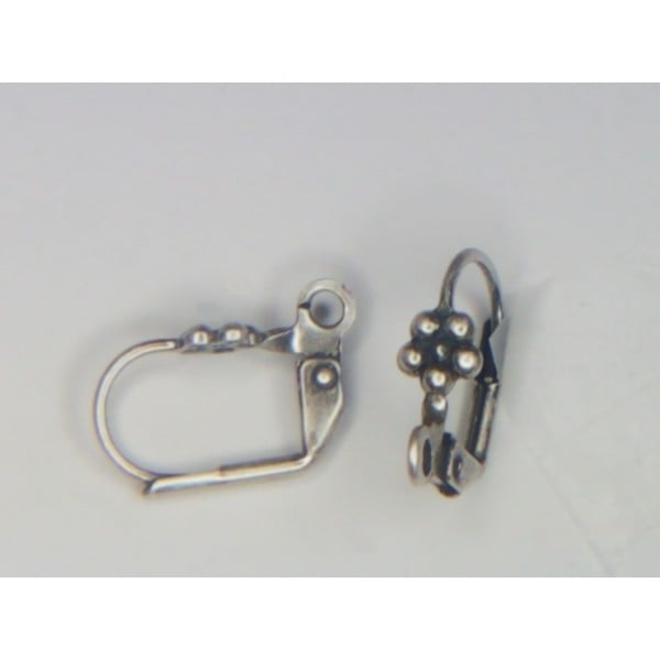 Lever Back Flower Earring Finding Oxidized Silver (24)