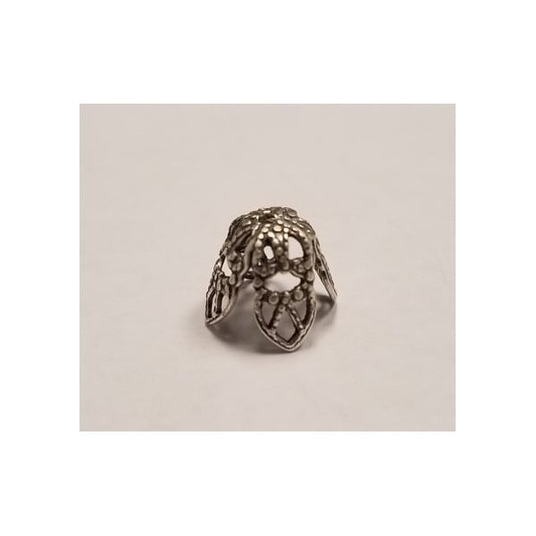 Filigree Tear Drop Bead Caps 9mm Oxidized Silver (6)