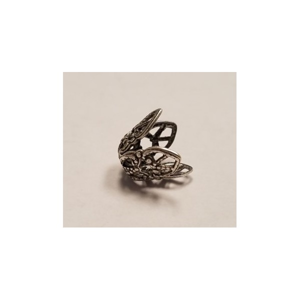 Filigree Tear Drop Bead Caps 9mm Oxidized Silver (6) - Image 2