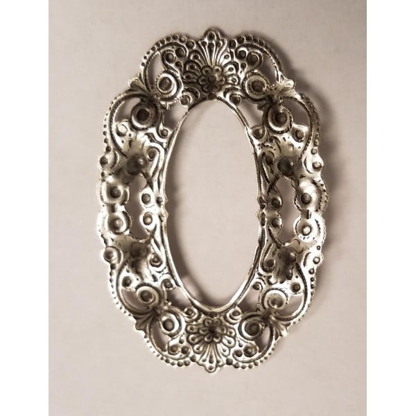 Smaller Filigree Oval 37x25mm Frames Oxidized Silver (6)