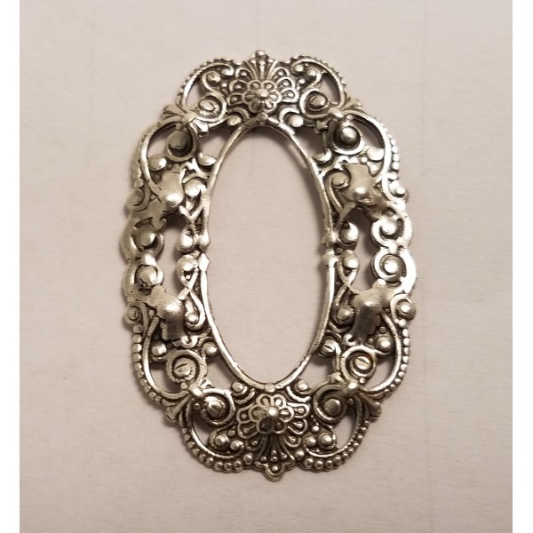 Smaller Filigree Oval 37x25mm Frames Oxidized Silver (6) - Image 2