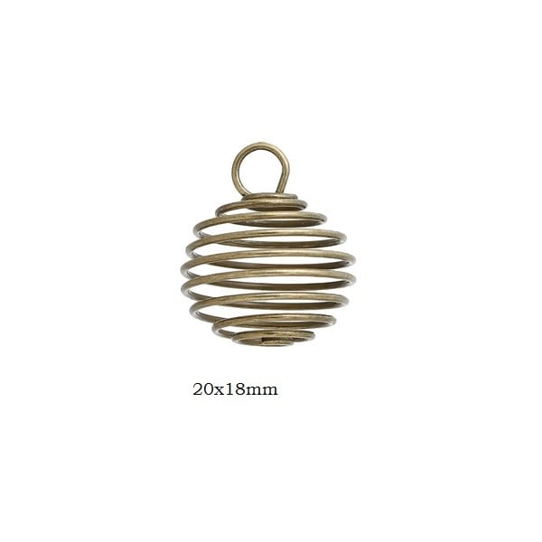 Spiral Wire Antique Bronze cages 20x18mm (2)