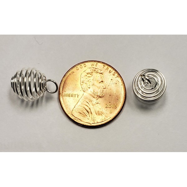 Bright Silver Plated Spiral Bead Cages Pendants 12x9mm (4) - Image 2