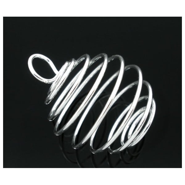 Spiral Bead Cage Pendants Silver Plated (1)