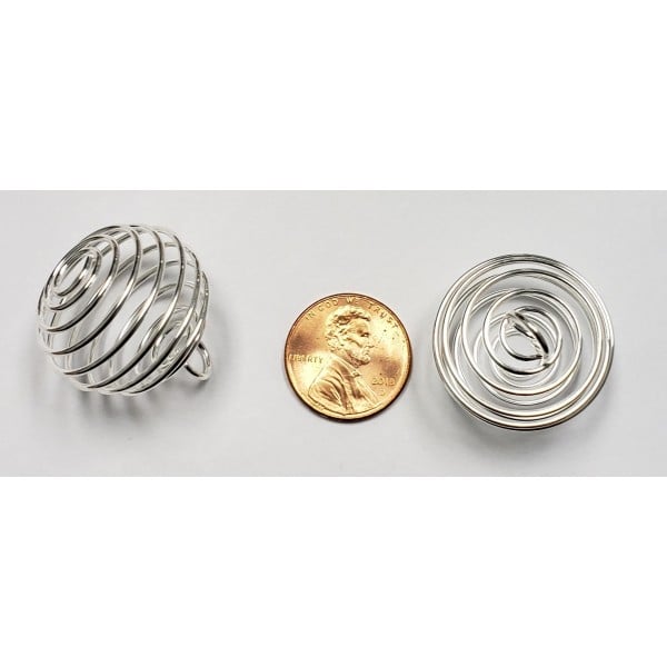 Spiral Bead Cage Pendants Silver Plated (1) - Image 2