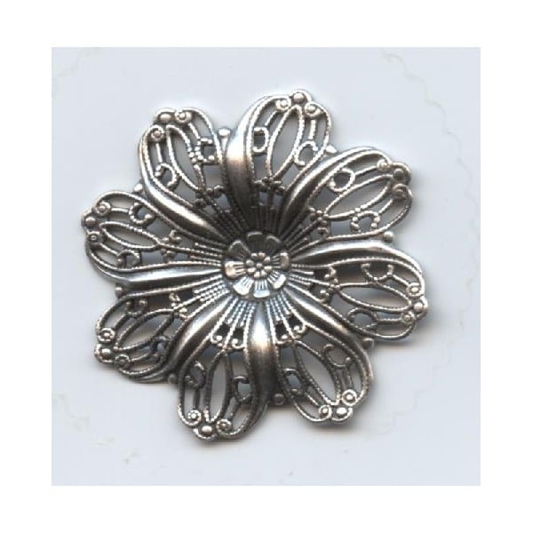 Filigree Flower Shapes Oxidized Silver 35mm (3)