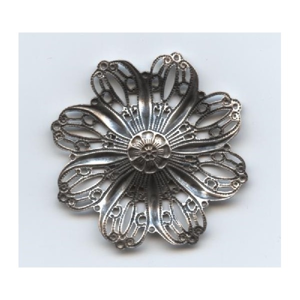 Filigree Flower Shapes Oxidized Silver 35mm (3) - Image 2