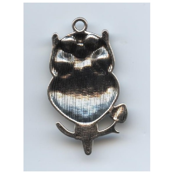 Large Owl Pendant Antique Silver 40x24mm (1) - Image 2