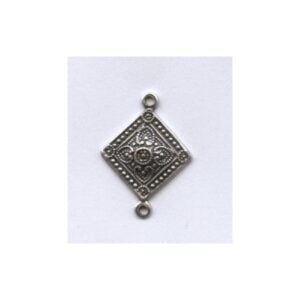 Square Medallion Connector 21mm Oxidized Silver (6)
