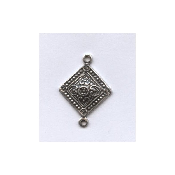Square Medallion Connector 21mm Oxidized Silver (6)
