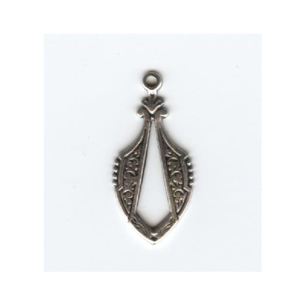 Unique Pendant drop with beaded edge Oxidized Silver (6)