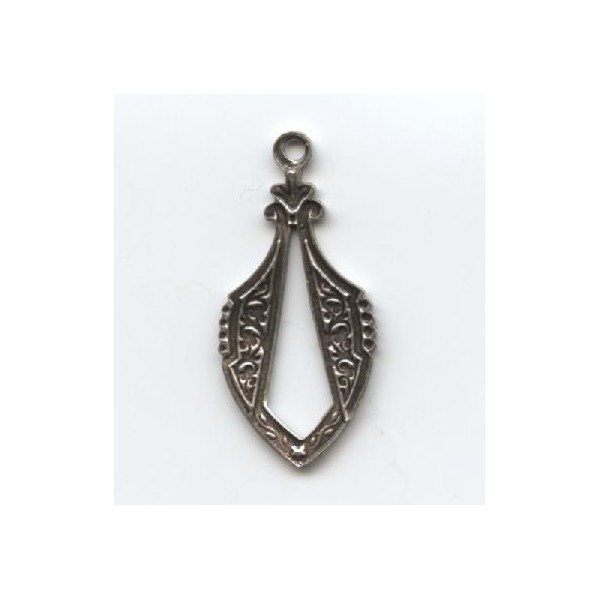Unique Pendant drop with beaded edge Oxidized Silver (6) - Image 2
