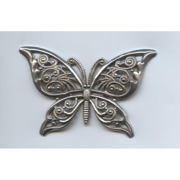 Ornate Filigree Butterfly Oxidized Silver 65mm (1)