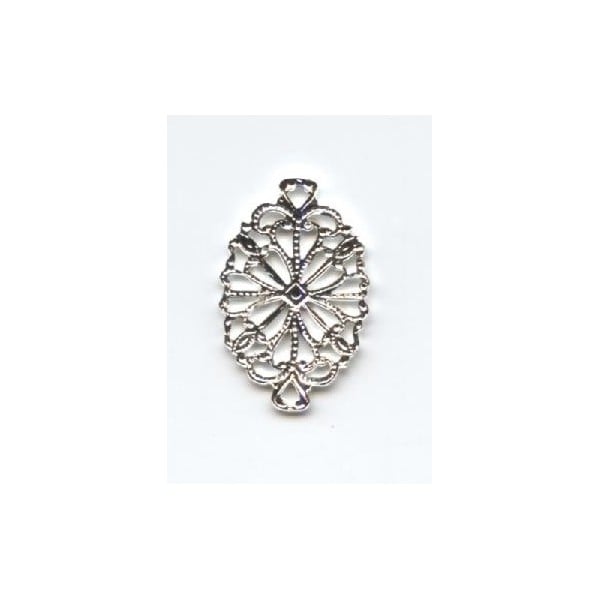 Dainty Filigree 20mm Connectors Bright Silver (6)