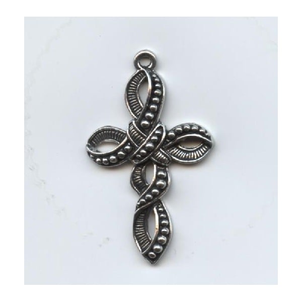 Cross pendant of twisted ribbon 38x23mm Antique Silver (1)