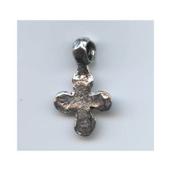 Hammered cross pendant with large loop, 31x19mm Antique Silver (1)