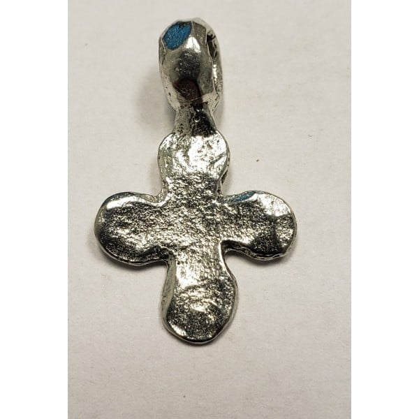 Hammered cross pendant with large loop, 31x19mm Antique Silver (1) - Image 3
