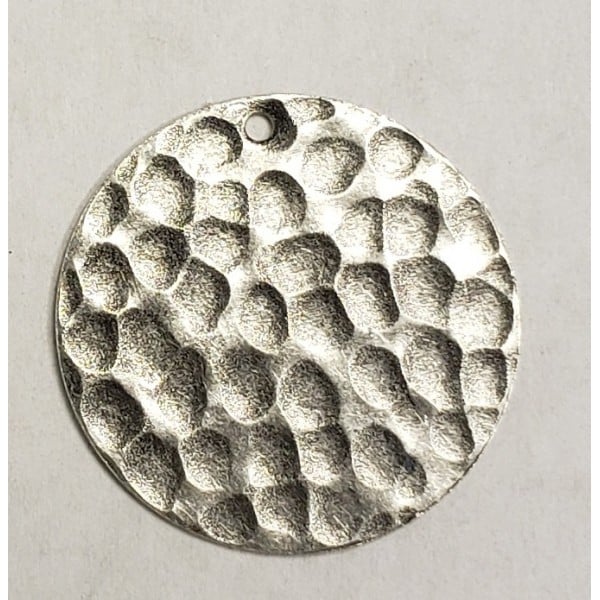 Hammered Patterned Drops Oxidized Silver discs with hole 22mm (6)