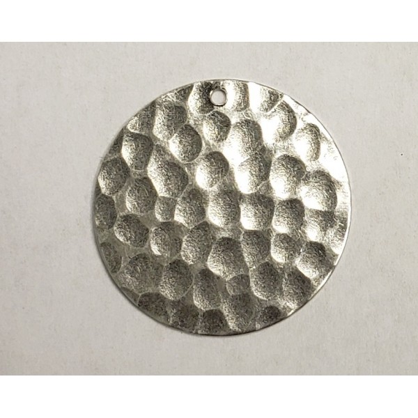 Hammered Patterned Drops Oxidized Silver discs with hole 22mm (6) - Image 2
