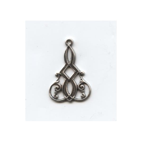 Elaborate Filigree Drop Connectors Oxidized Silver (12)