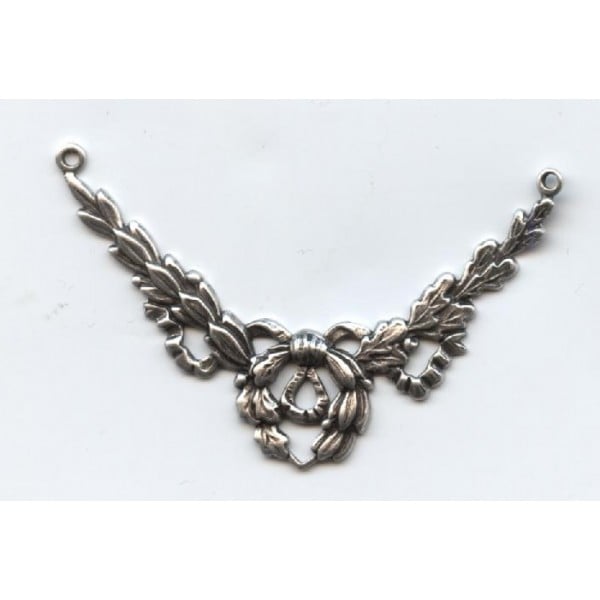 Ribbon Swag Connector 3 Loops Oxidized Silver (6)