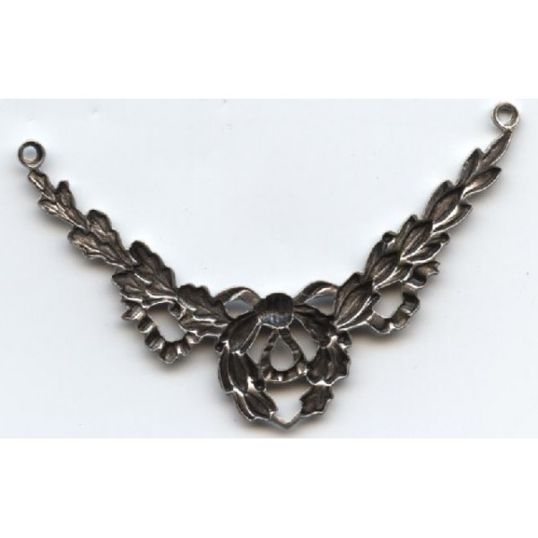 Ribbon Swag Connector 3 Loops Oxidized Silver (6) - Image 2