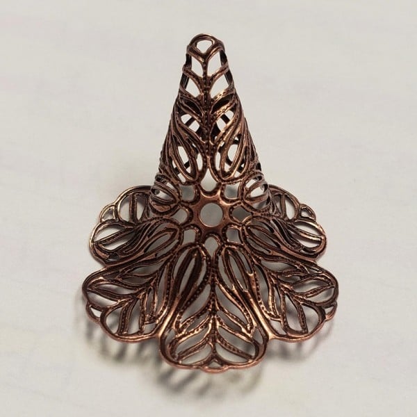 ^Flower Shaped Filigree Cone Oxidized Copper 34mm (1) - Image 3